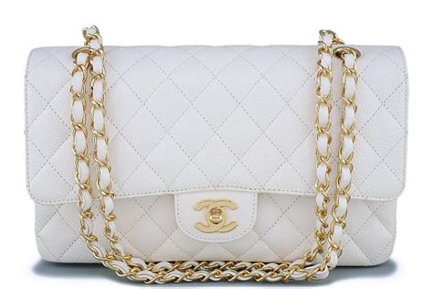 chanel medium flapbag white|Chanel flap bag medium price.